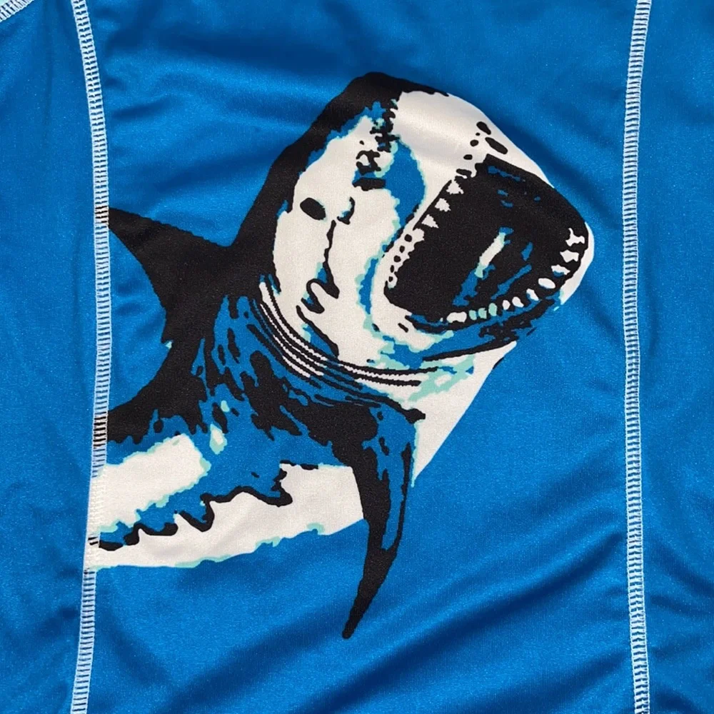 O’Rageous Shark Swim Trunks and Rash Guard Top with Bonus Rash Guard